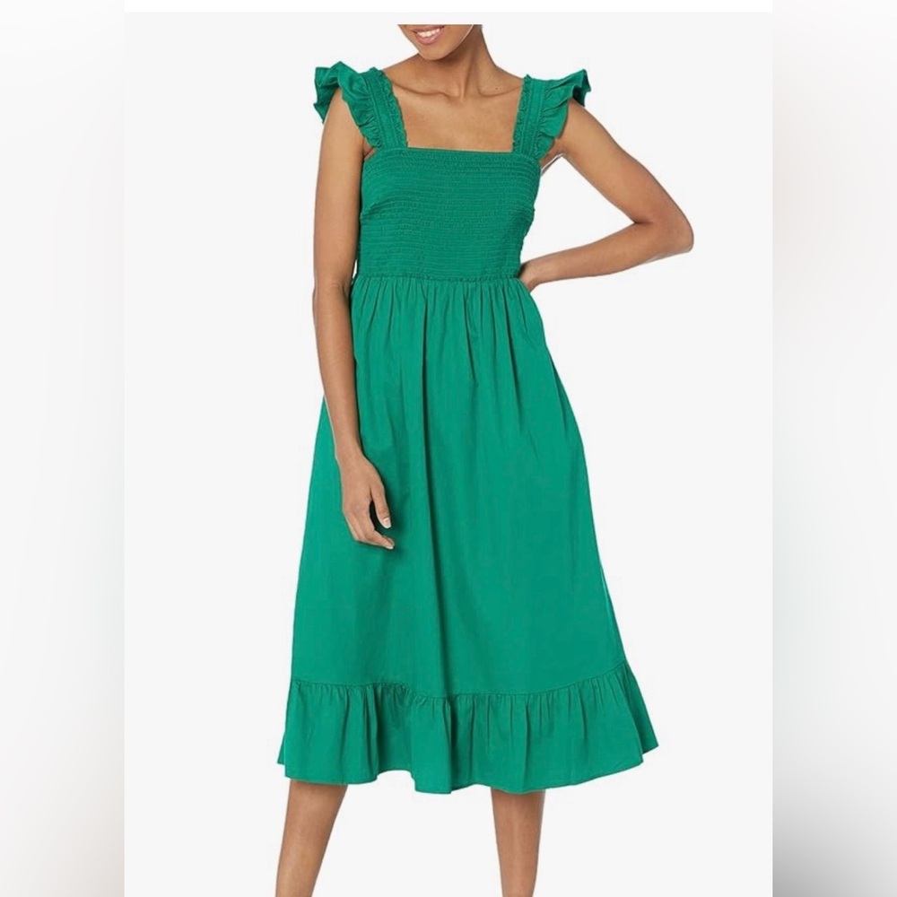 NWT The Drop- Kimi Ultramarine Green Ruffle Sleeveless Dress